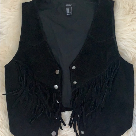 F21 Leather Fringe Vest - Picture 6 of 8